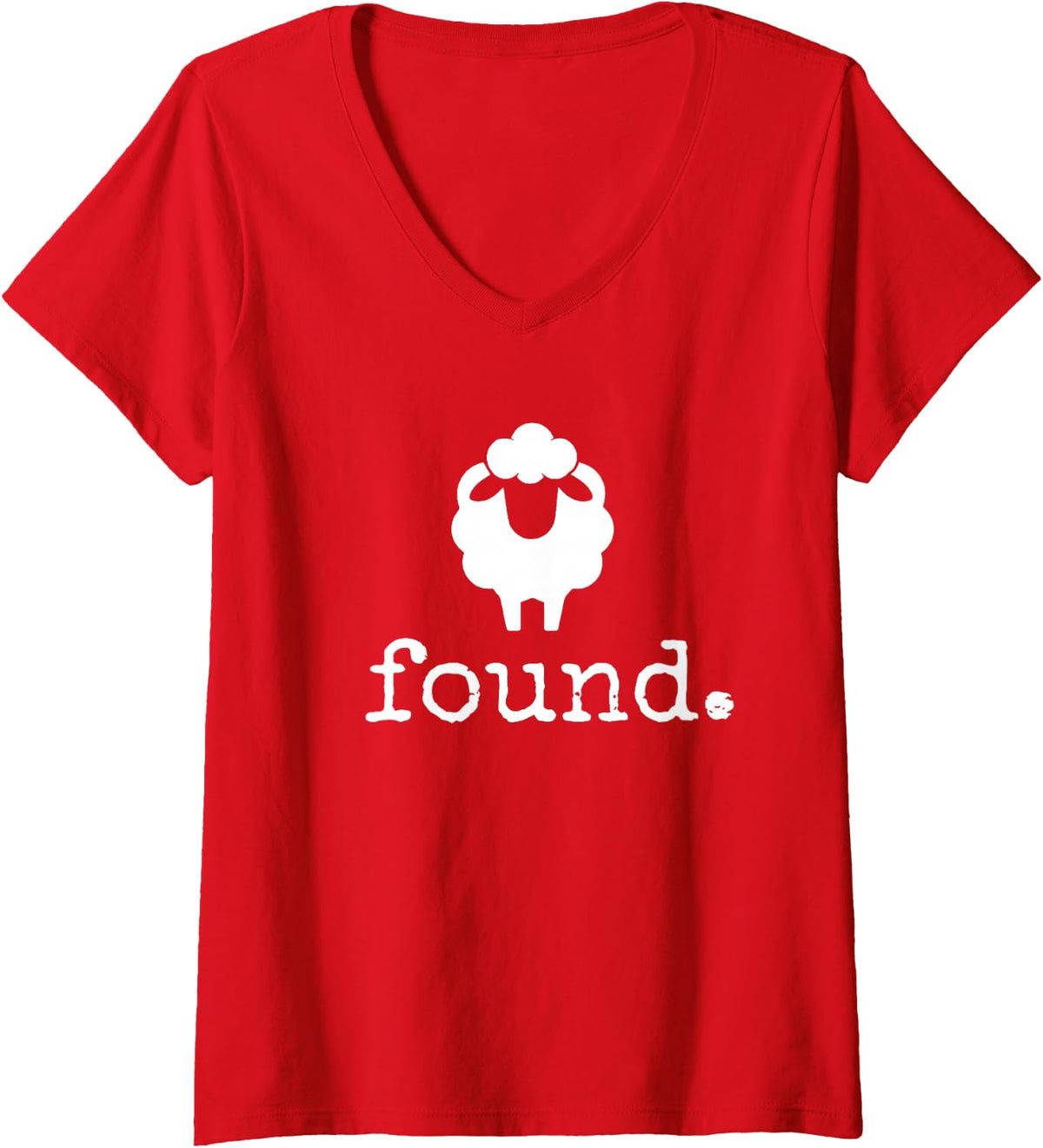 Women's Found Psalm 23 Sheep V-Neck T-Shirt - Red