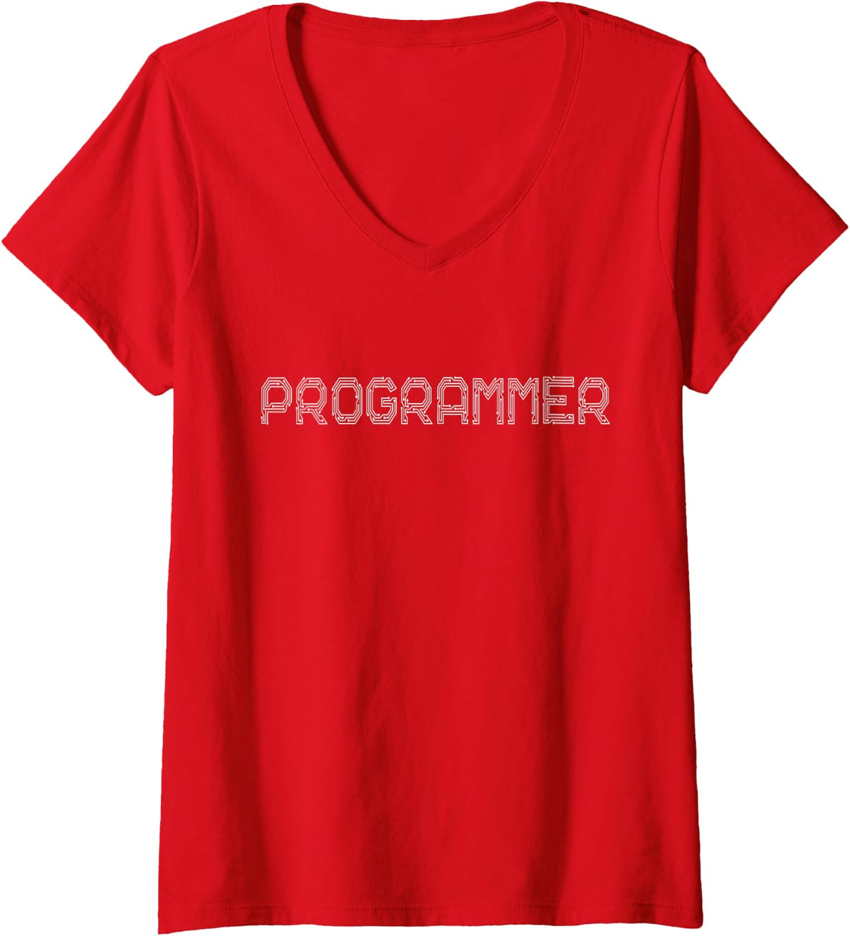 Women's Programming Software Tech Computer Engineer Programmer Coder V-Neck T-Shirt - Red