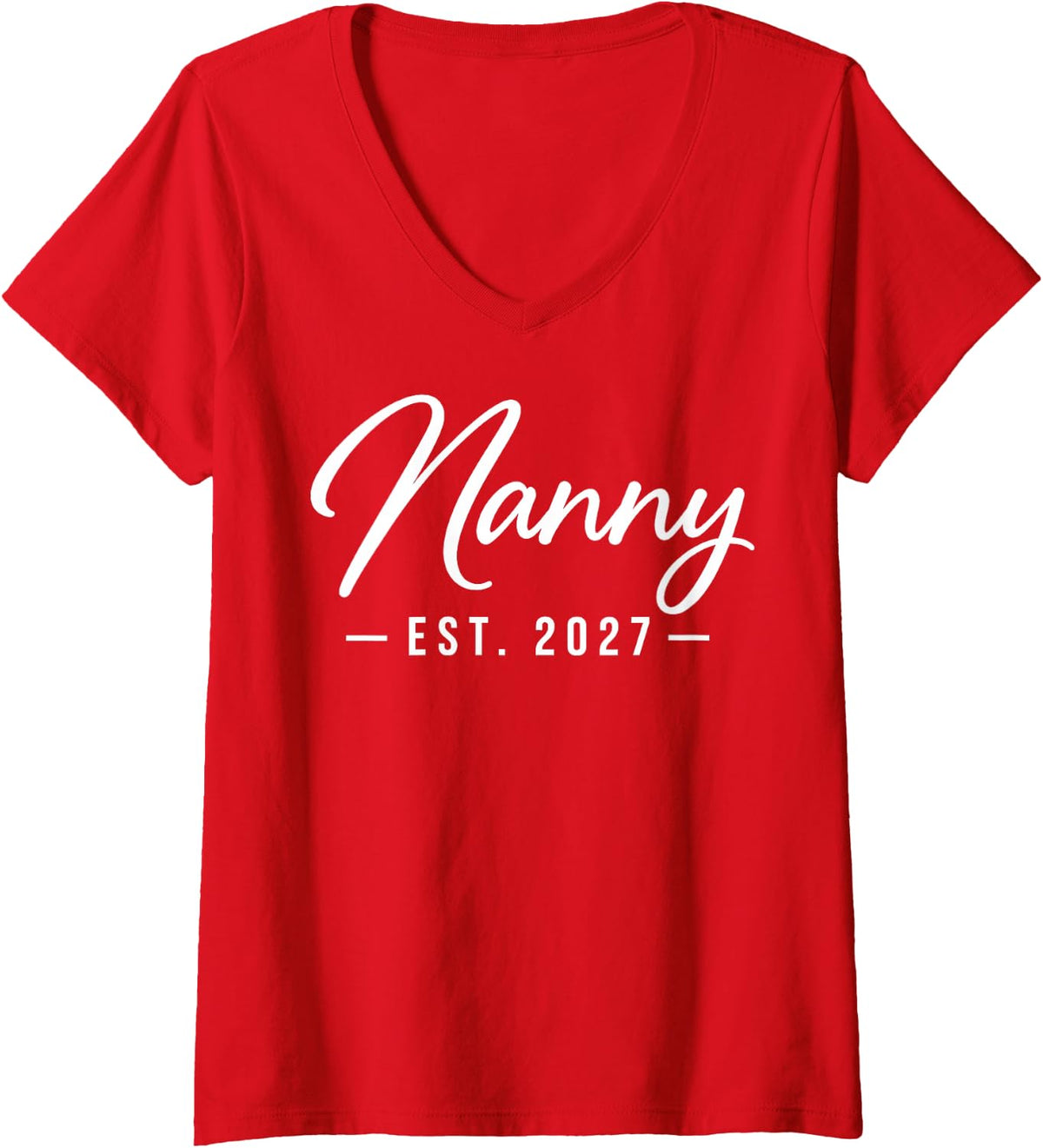 Women's Nanny EST 2027 Proud New Grandma Grandmother First Time V-Neck T-Shirt - Red