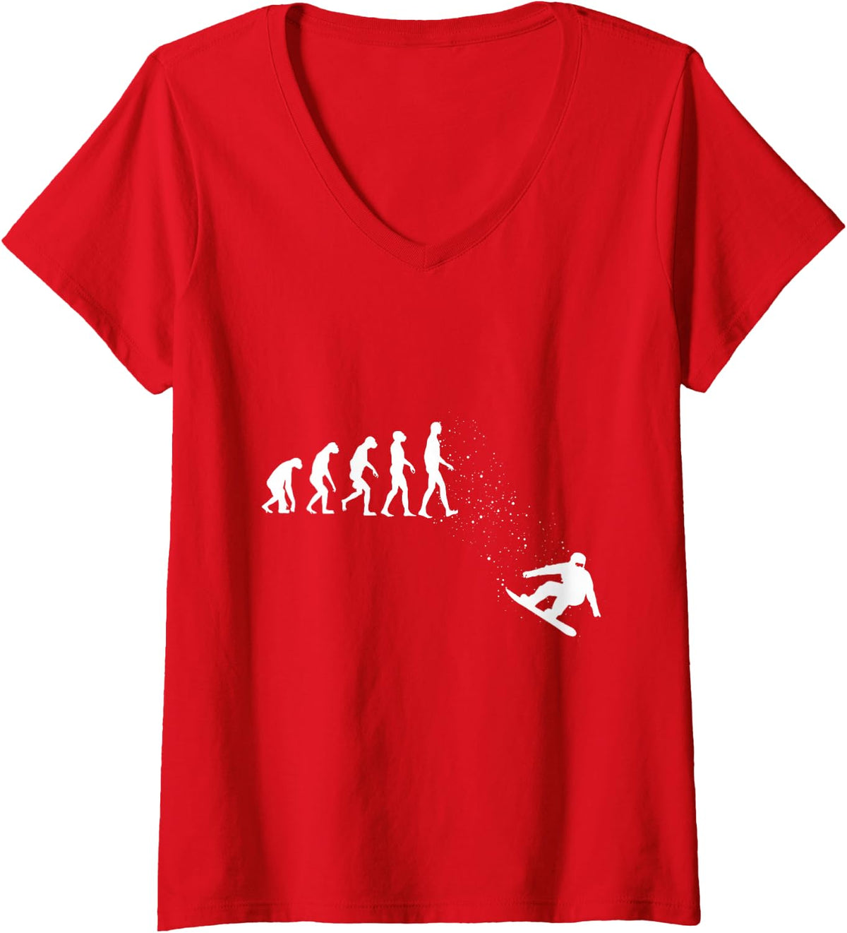 Women's Funny Evolution of Snowboarding Downhill Snowboarder Snow V-Neck T-Shirt - Red