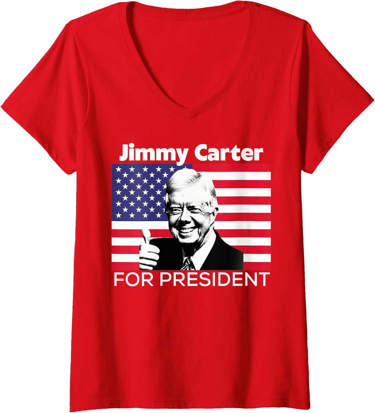Women's Jimmy Carter for President Liberal Democrat Patriot USA 2024 V-Neck T-Shirt - Red