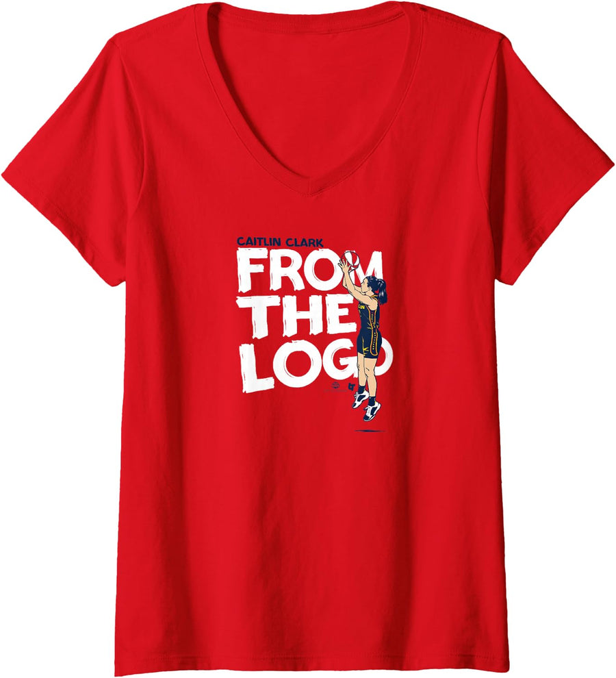 Womens Caitlin Clark: from the Logo - Indiana Basketball V-Neck T-Shirt - Red