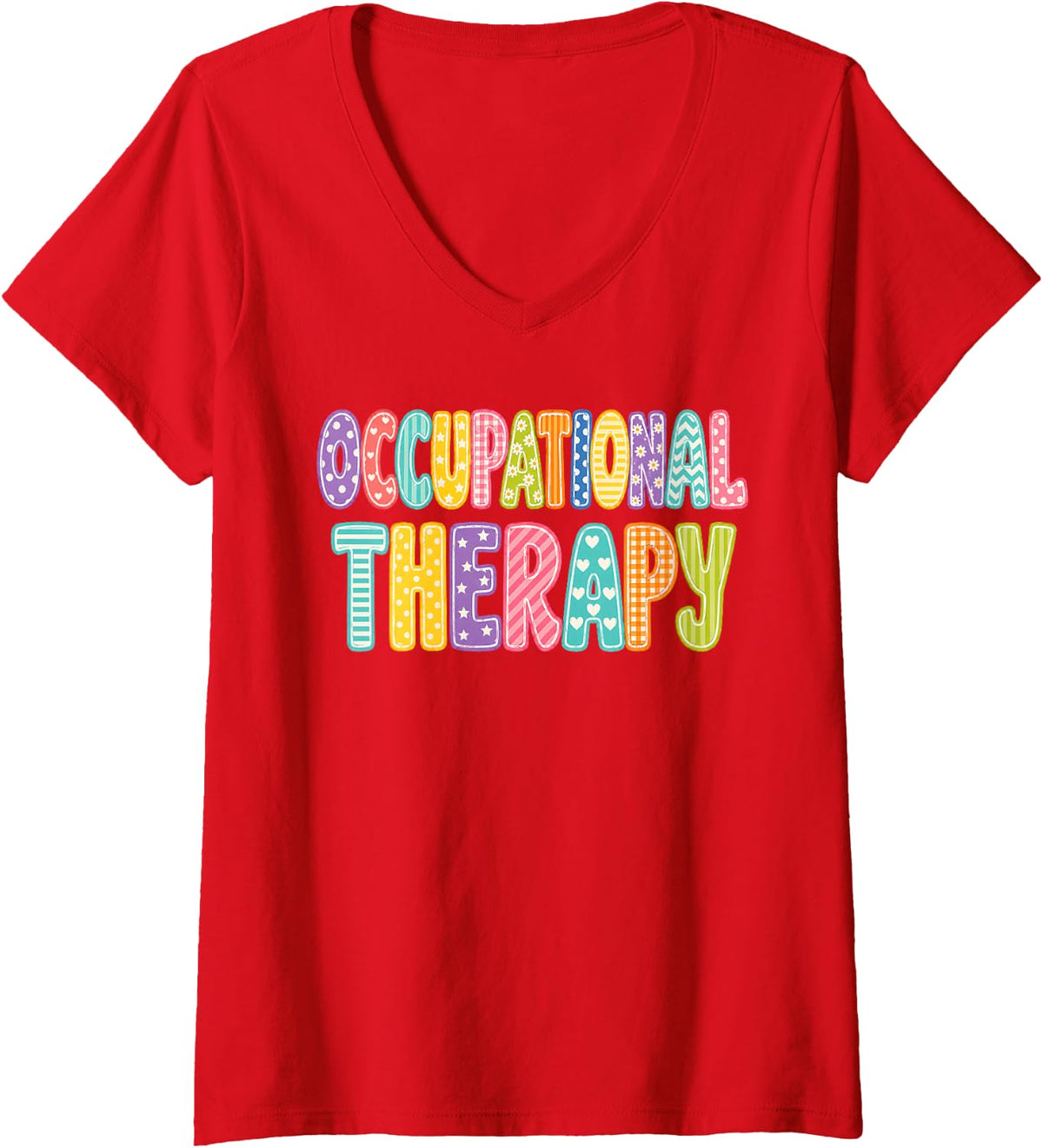 Women's Occupational Therapy Therapist OT Sped Teacher Back School V-Neck T-Shirt - Red