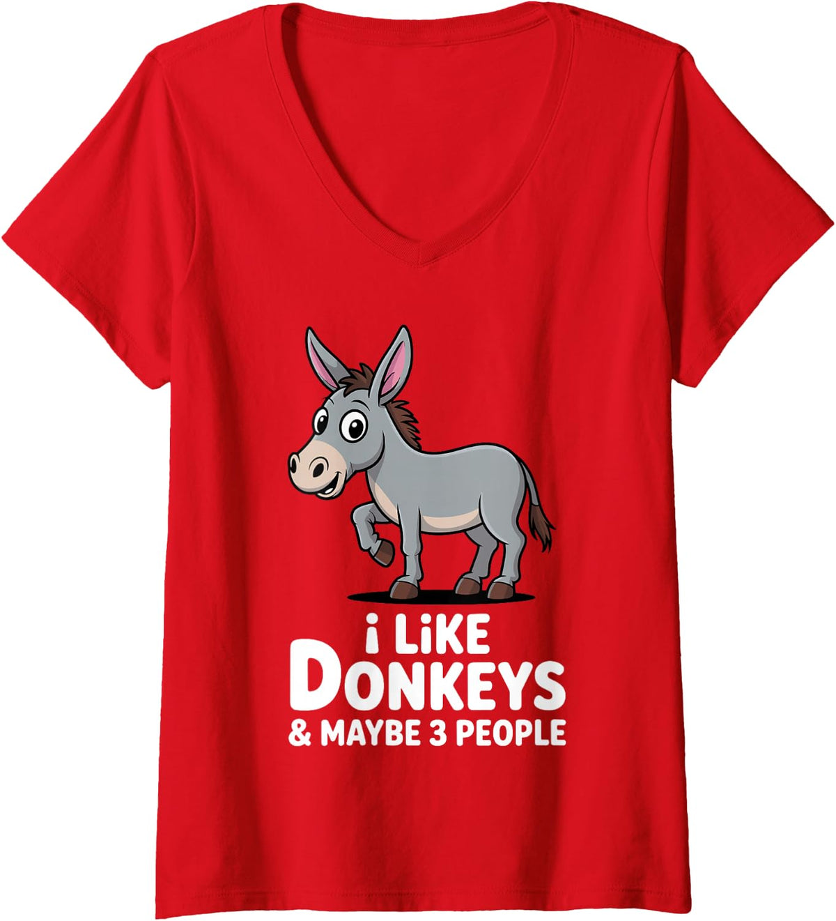 Women's Cute Donkey Design for Men Women Pet Animal Donkey Lovers V-Neck T-Shirt - Red
