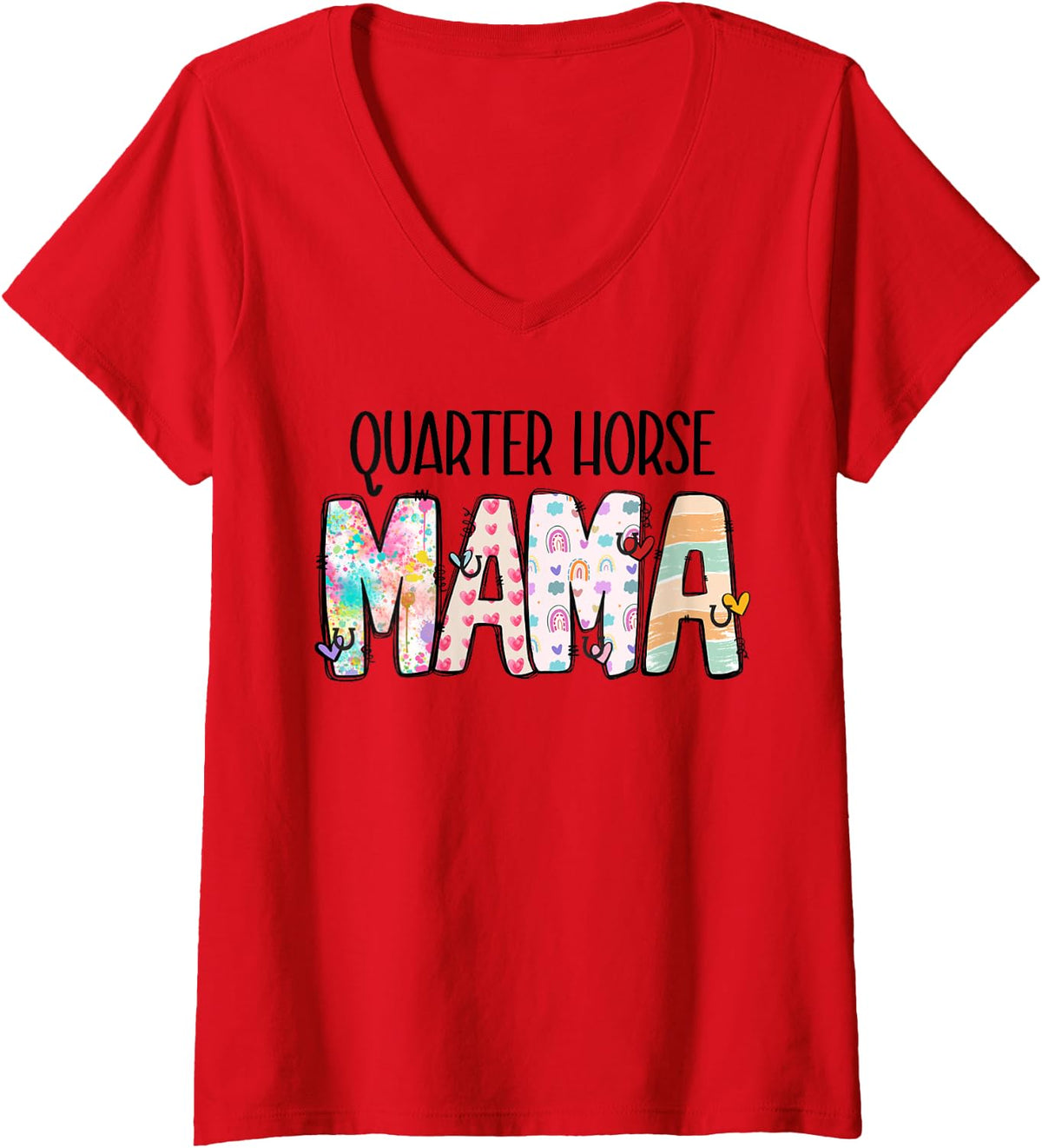 Womens Quarter Horse Mama, Western Quarter Horse Mom V-Neck T-Shirt - Red
