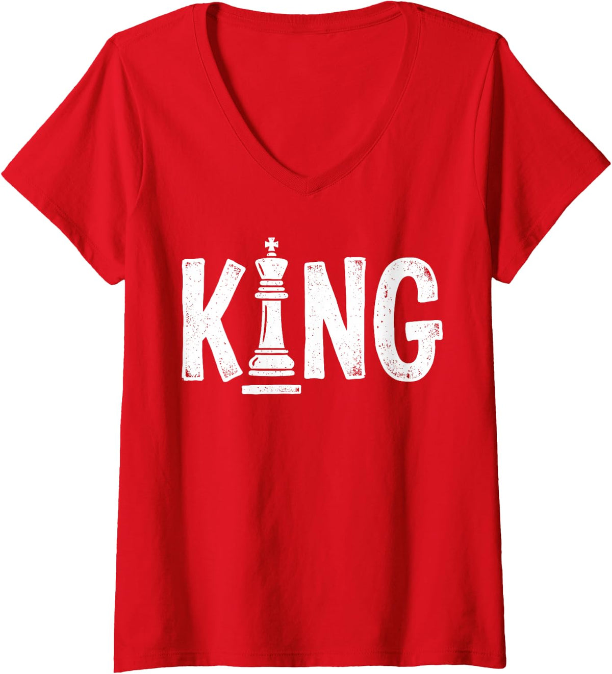 Women's King Chess Tee Funny Play Chess Player Tee Checkmate Lover V-Neck T-Shirt - Red