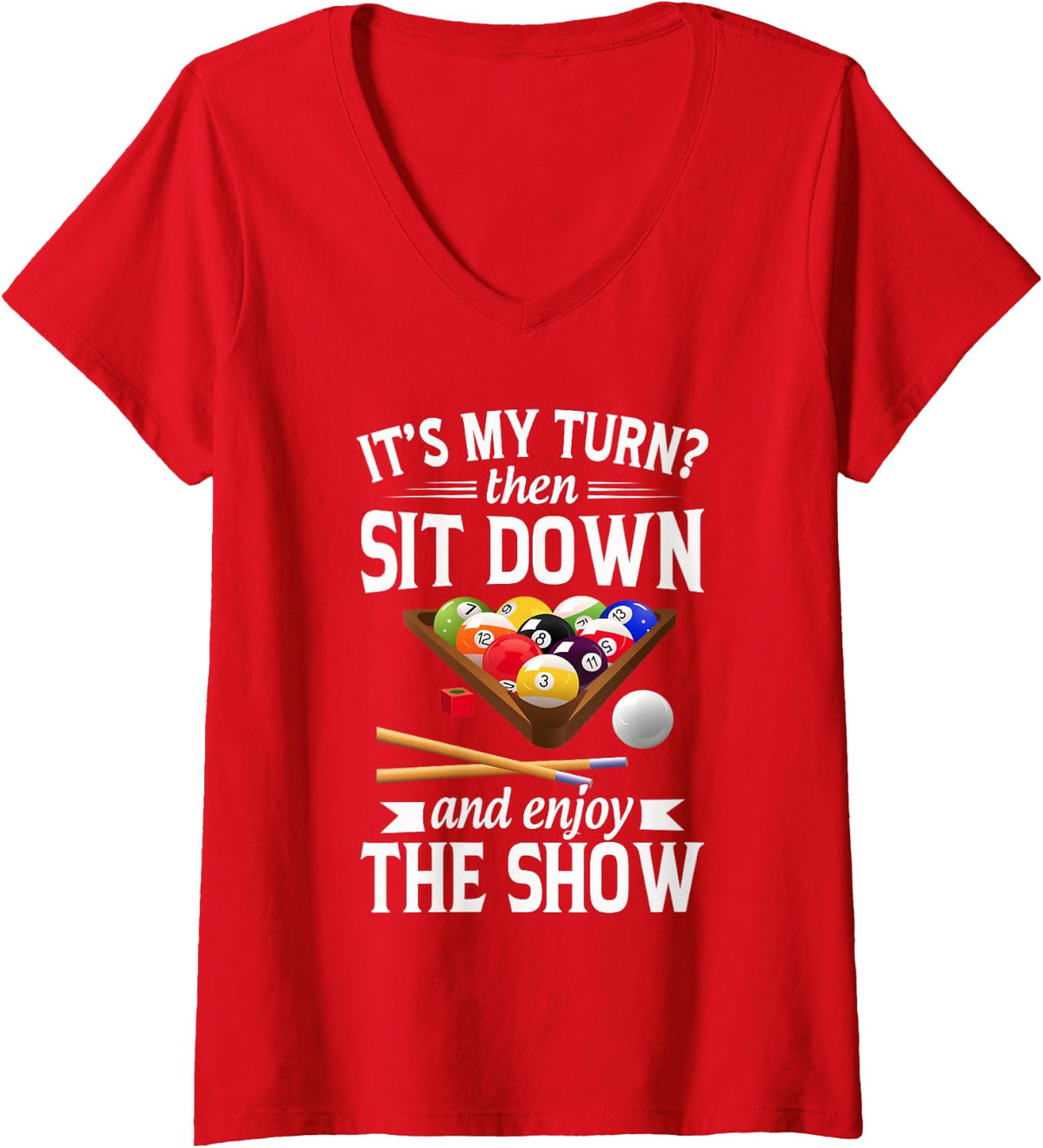 Women's Pool Accessories Billiard Saying for Pool Billiard Players V-Neck T-Shirt - Red