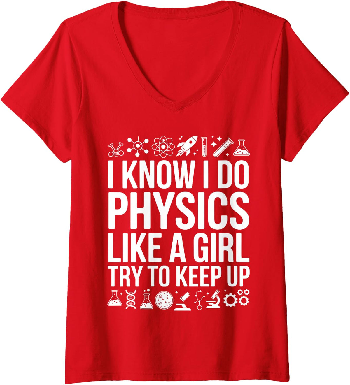 Women's Cool Physics Art for Women Girls Mom Physics Physicist Lover V-Neck T-Shirt - Red