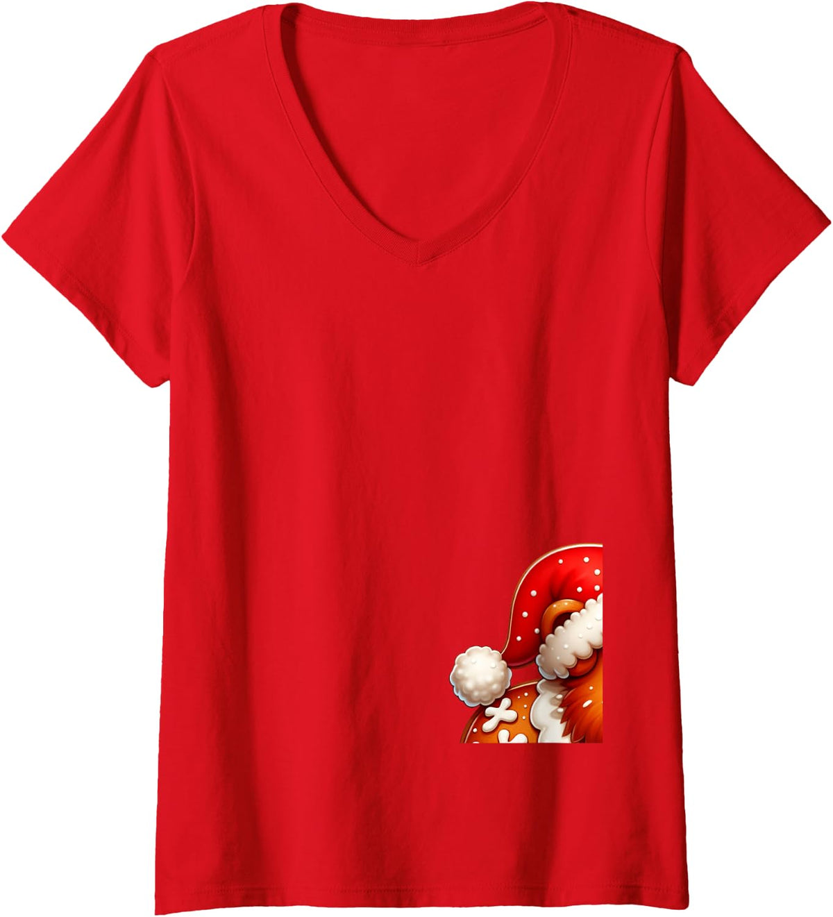Women's Funny Gingerbread Man Guinea Pig Christmas Womens Mens Kids V-Neck T-Shirt - Red