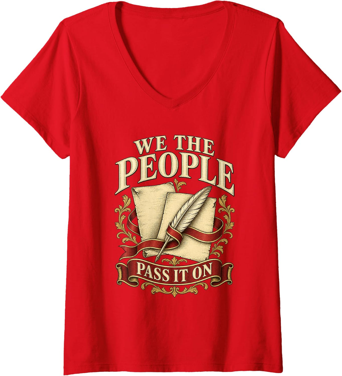 Women's We The People Constitution 1787 Constitutional History Gift V-Neck T-Shirt - Red