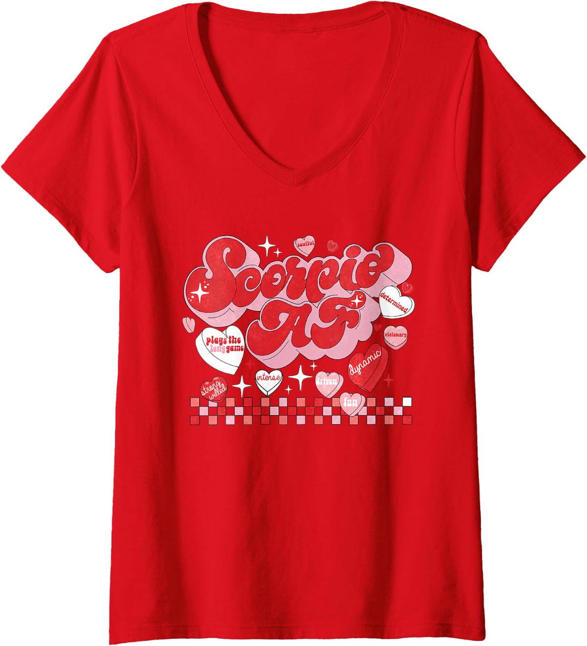 Women's Scorpio AF Astrological Identity V-Neck T-Shirt - Red