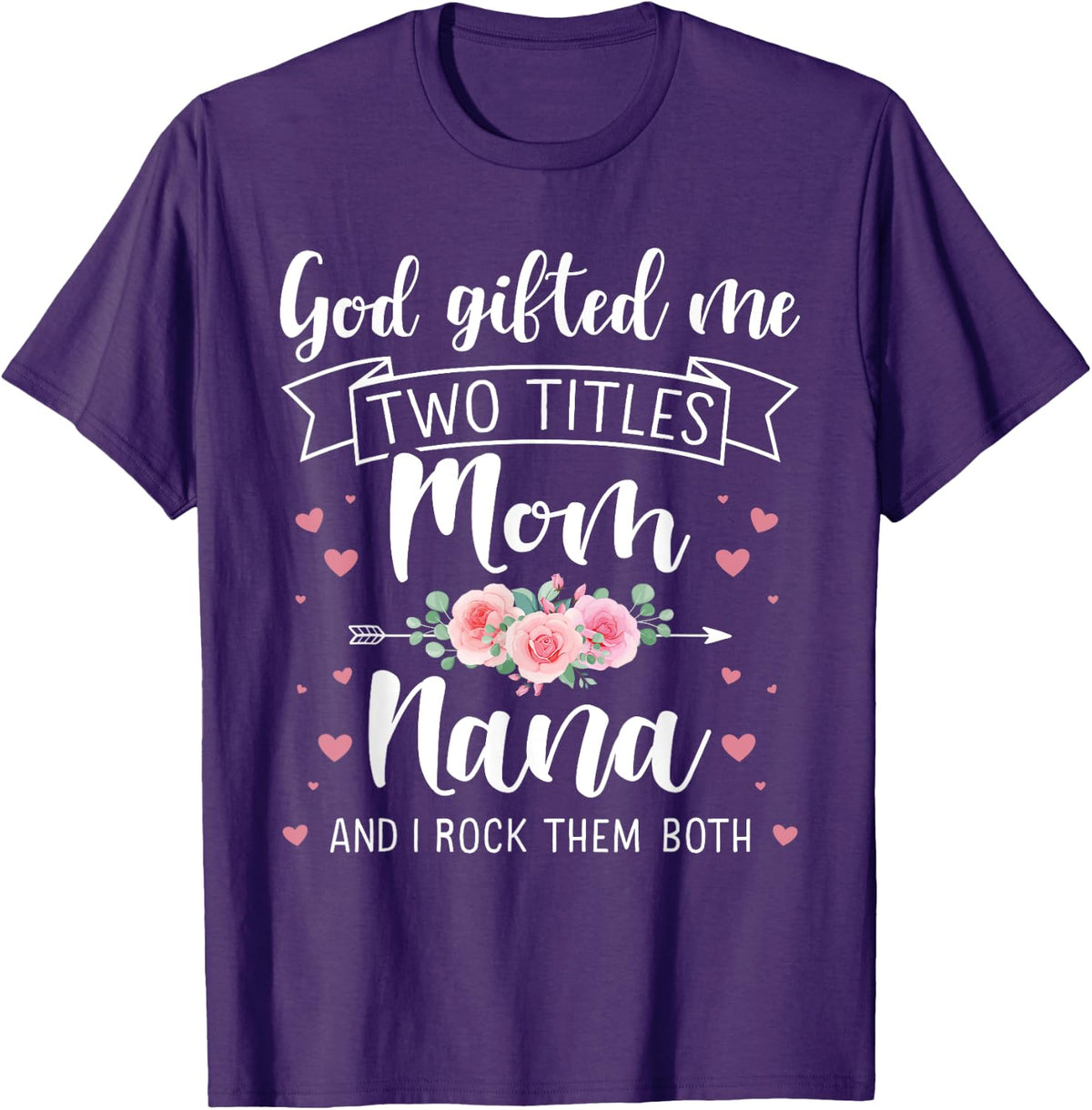 Two titles mom nana rock for mothers day christmas birthday T-Shirt - Purple