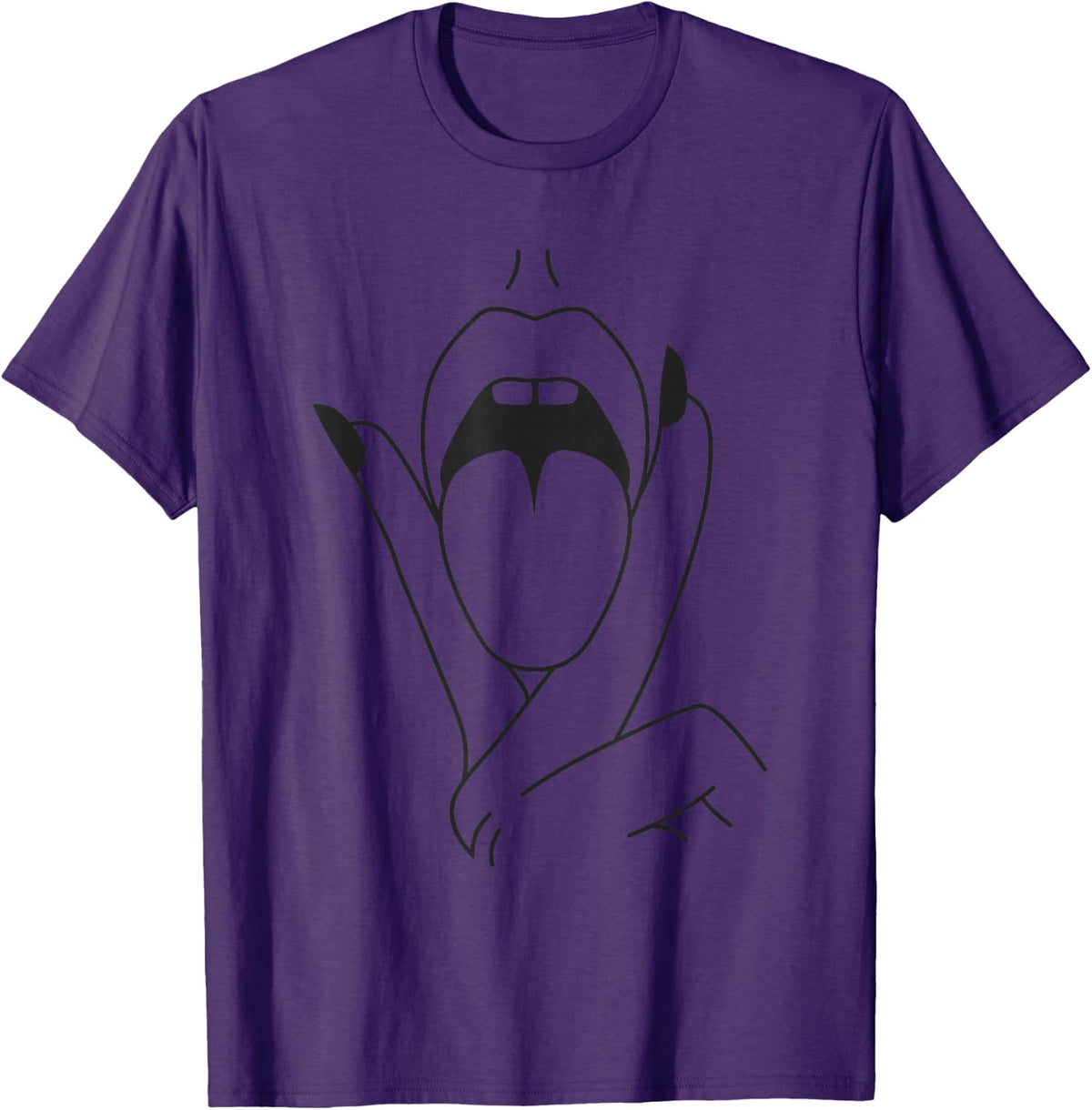 Lips Tongue Sexy Mouth Kiss Women T-Shirt - Purple