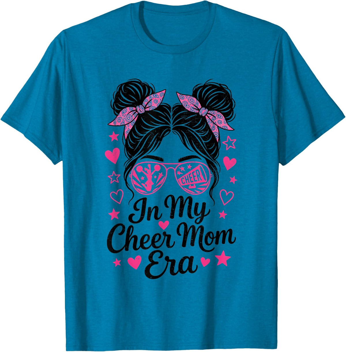 in My Cheer Mom Era Game Day Cheerleading Apparel T-Shirt - Sapphire Blue