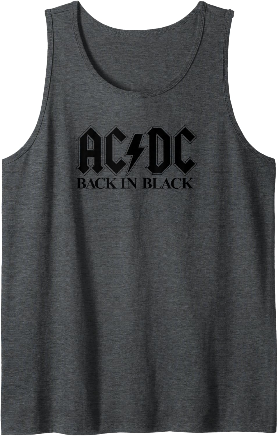 Official AC/DC Back In Black Logo Rock Band Music Vintage Tank Top - Dark Heather Grey