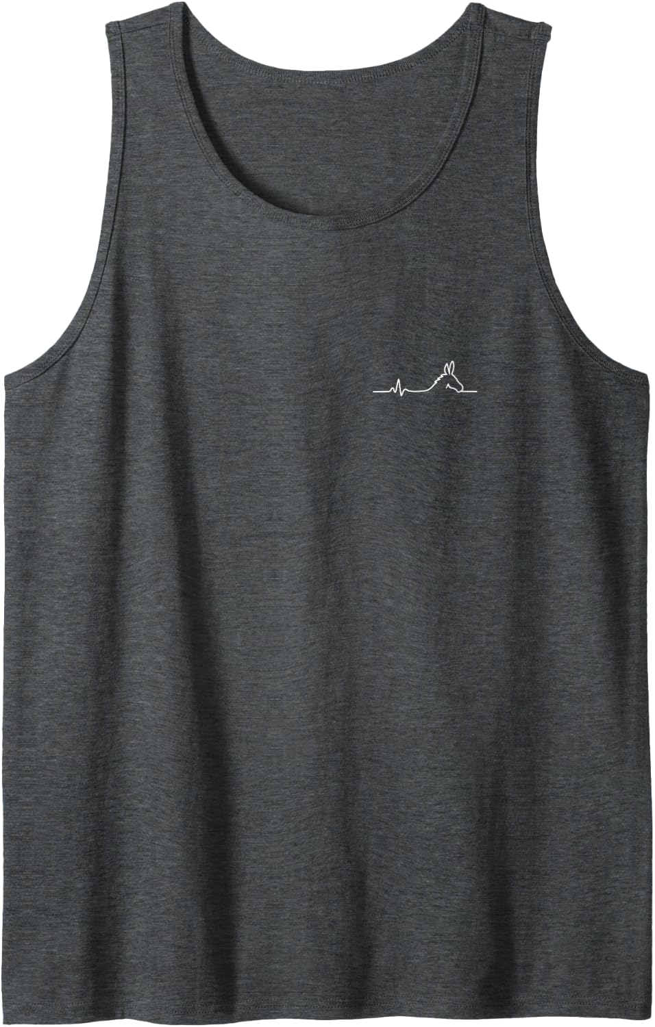 Donkey Heartbeat Minimalist Farm Animal Design Sleeveless Tank Top - Dark Heather Grey