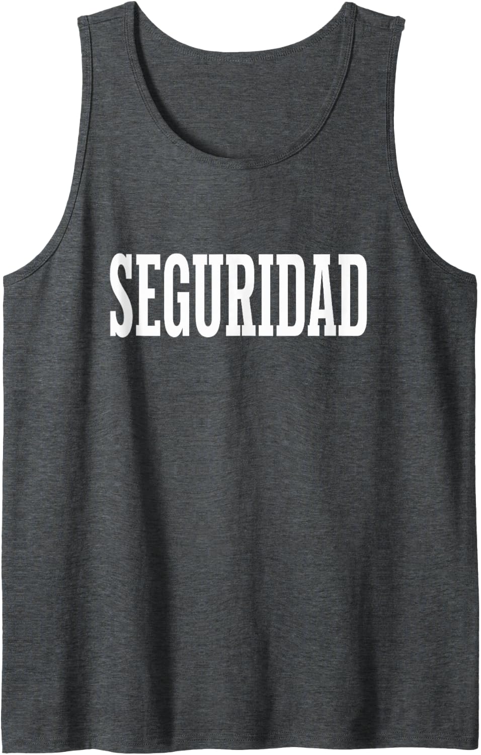 Seguridad Funny Security Role in Spanish Sleeveless Tank Top - Dark Heather Grey