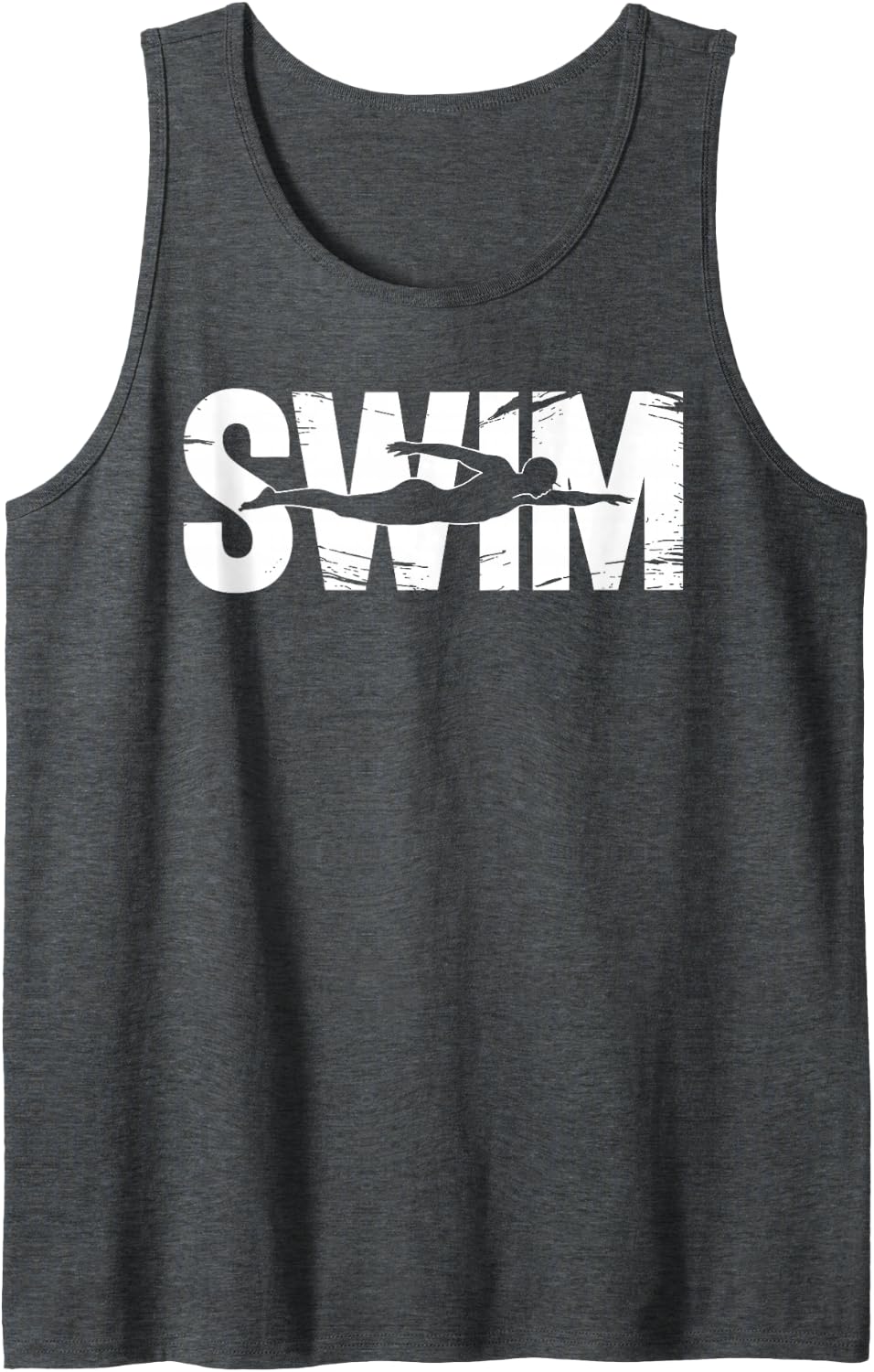 Funny Swim Art for Men Women Kids Swimmer Swim Team Swimming Tank Top - Dark Heather Grey