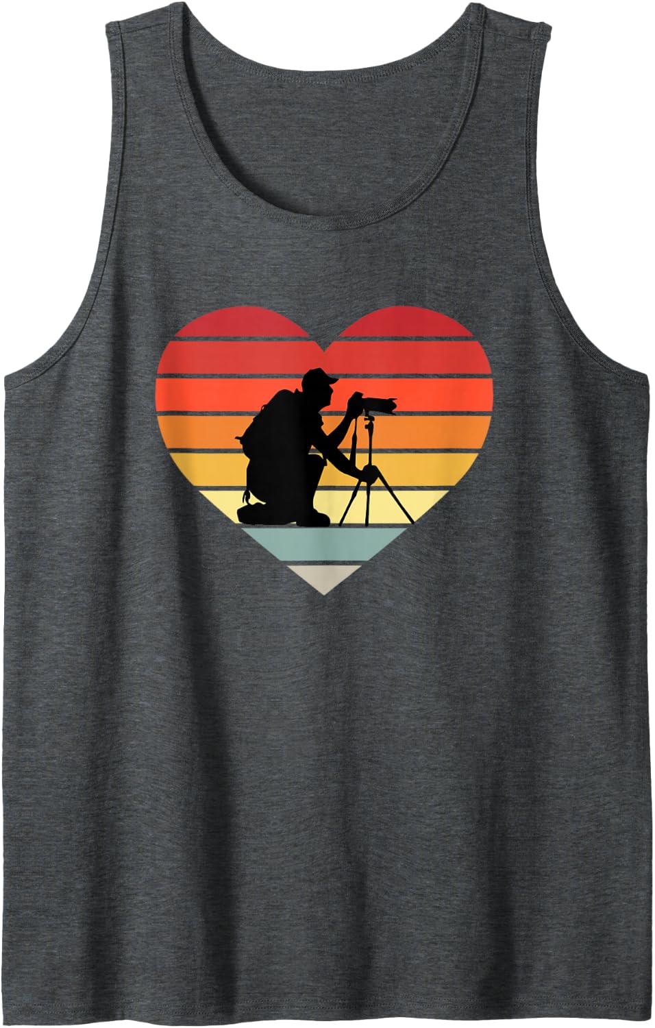 Photograph Camera Vintage Heart I Love Photography Sleeveless Tank Top - Dark Heather Grey
