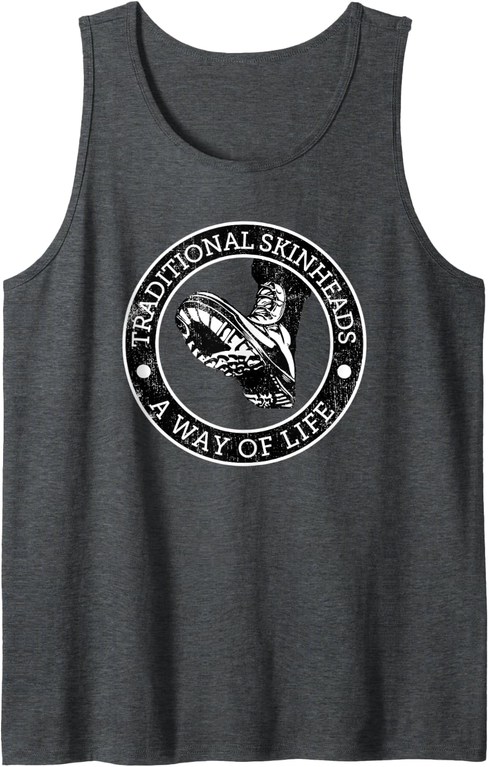 Anti-Racist Trojan Skinhead Clothing - Traditional Skinhead Tank Top - Dark Heather Grey