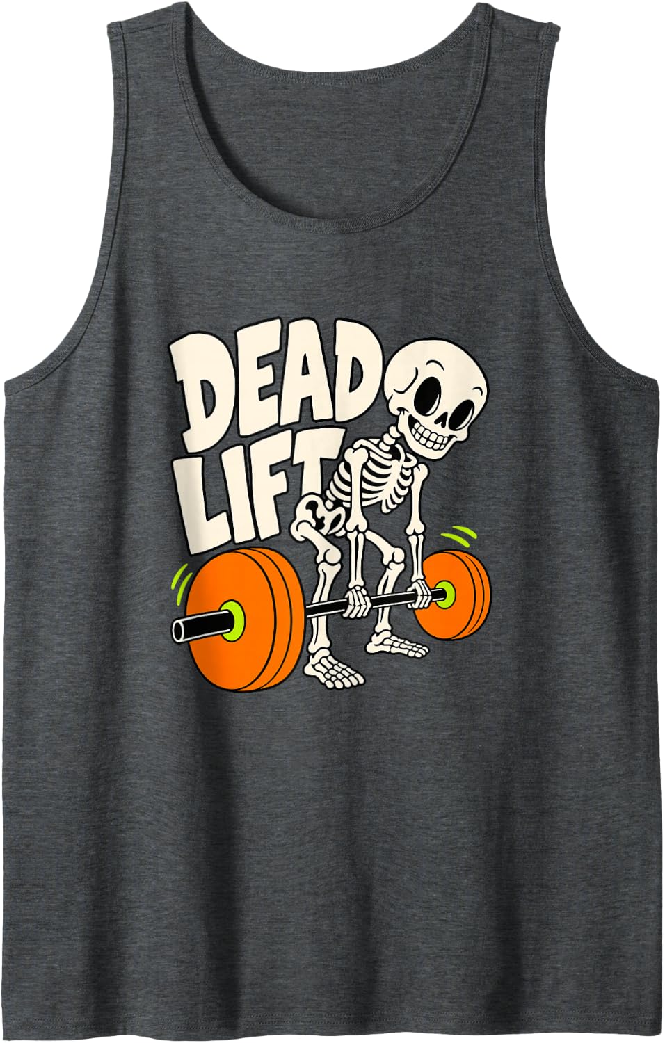 Funny Dead Lift Weightlifting Weightlifter Retro Halloween Sleeveless Tank Top - Dark Heather Grey