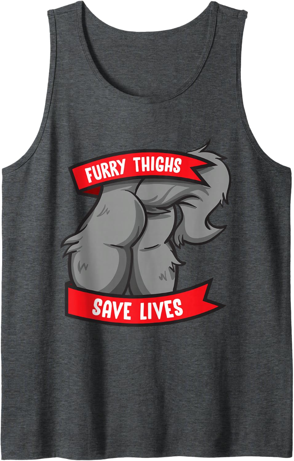 Wolf Furry Thighs Save Lives Proud Furry Pride Fandom Tank Top - Dark Heather Grey