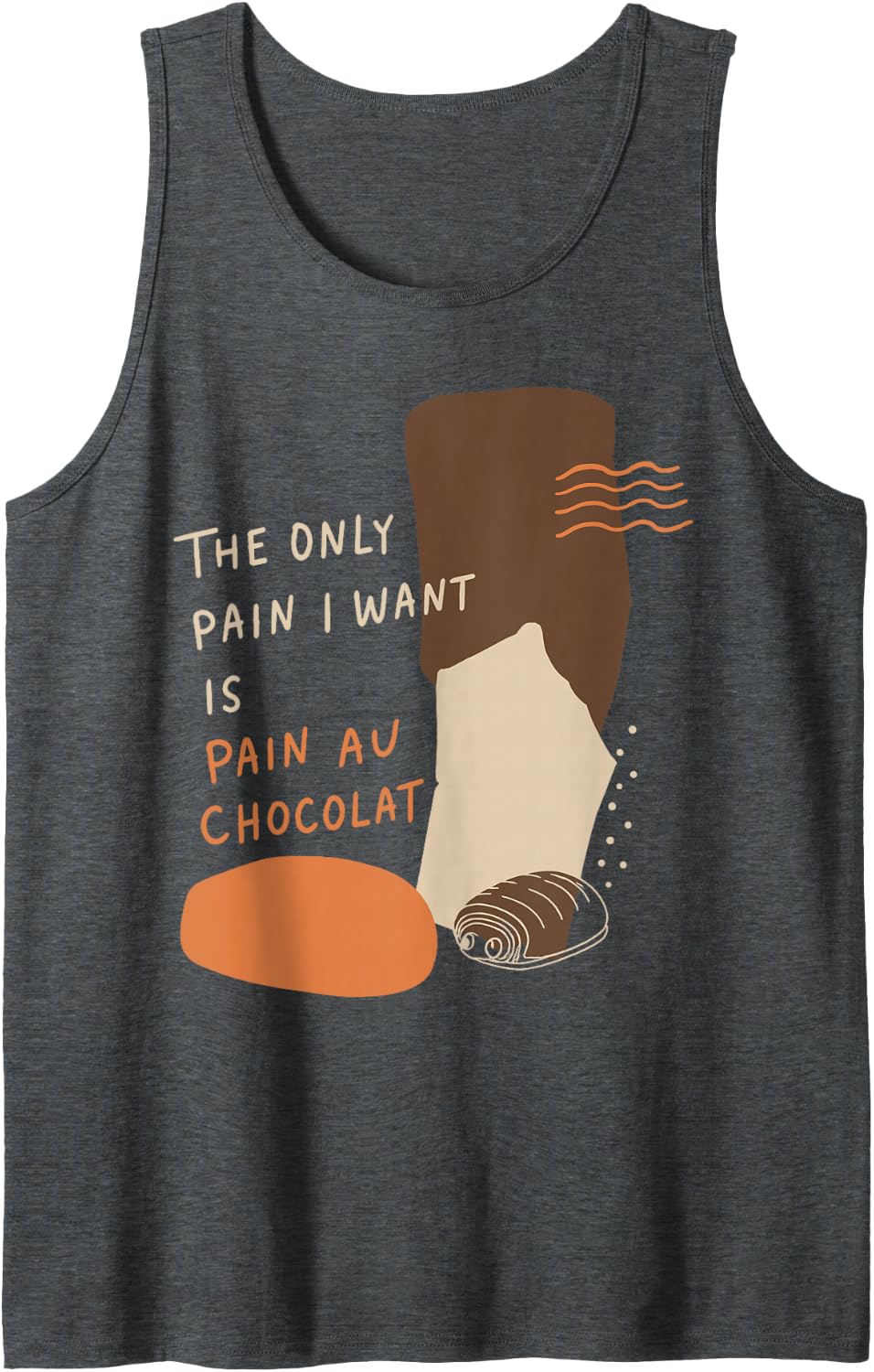 Funny French Bread Bakery Pastry Chocolate Lover Tank Top - Dark Heather Grey