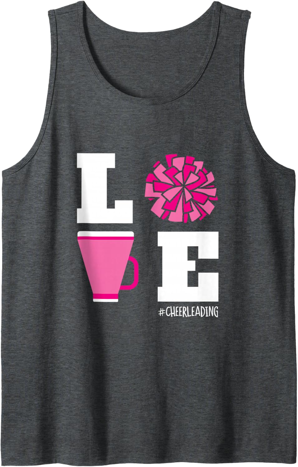 Love Cheerleading - Cute Cheerleader for Girls Sleeveless Tank Top - Dark Heather Grey