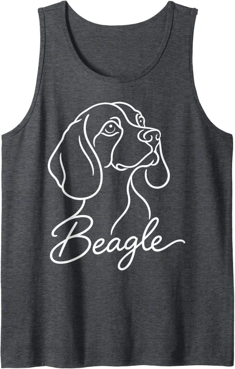 Cute Beagle Simple Line Art Sleeveless Tank Top - Dark Heather Grey