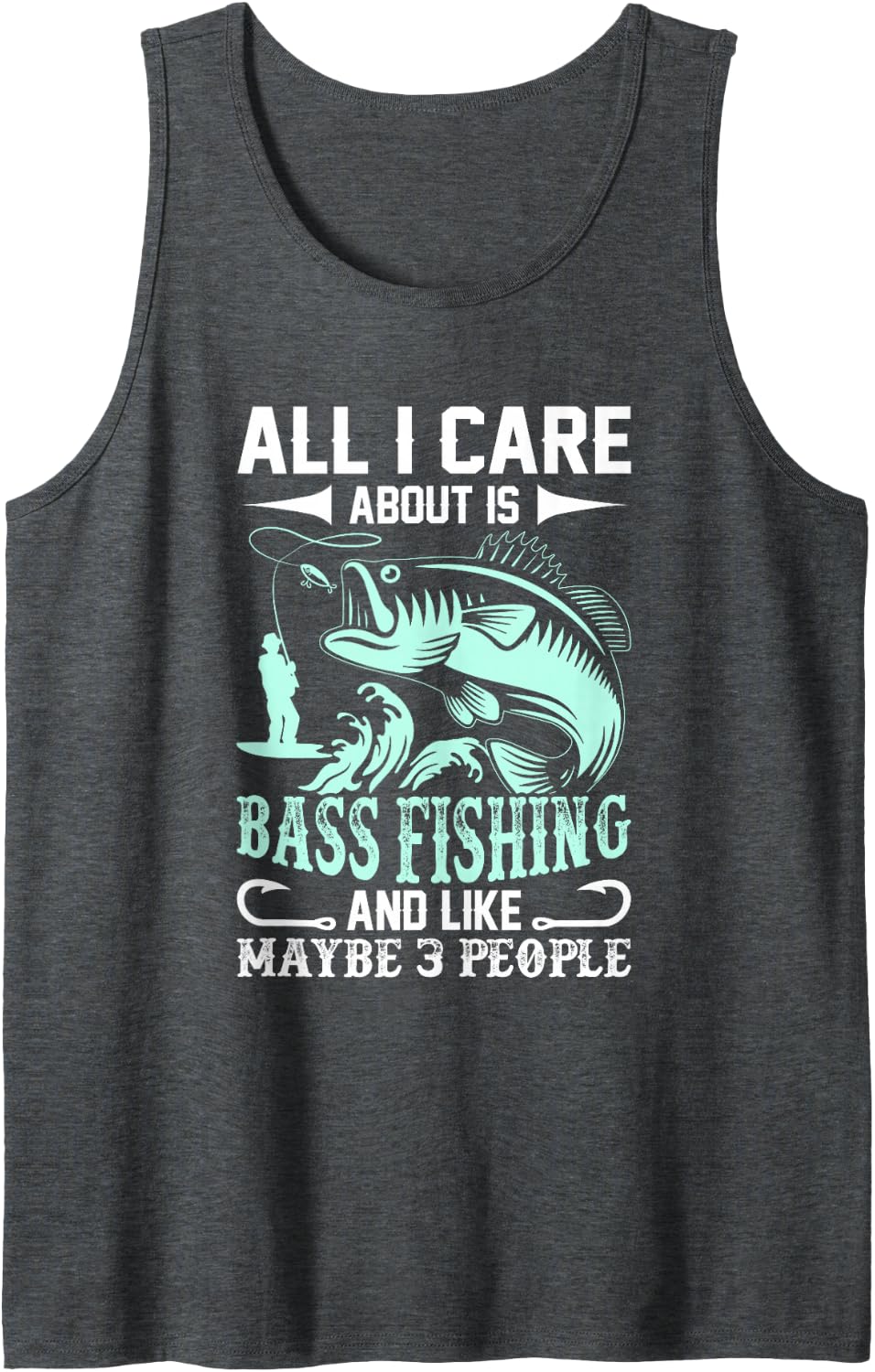 Bass Fishing Saying Fish Fishermann Dad Sleeveless Tank Top - Dark Heather Grey