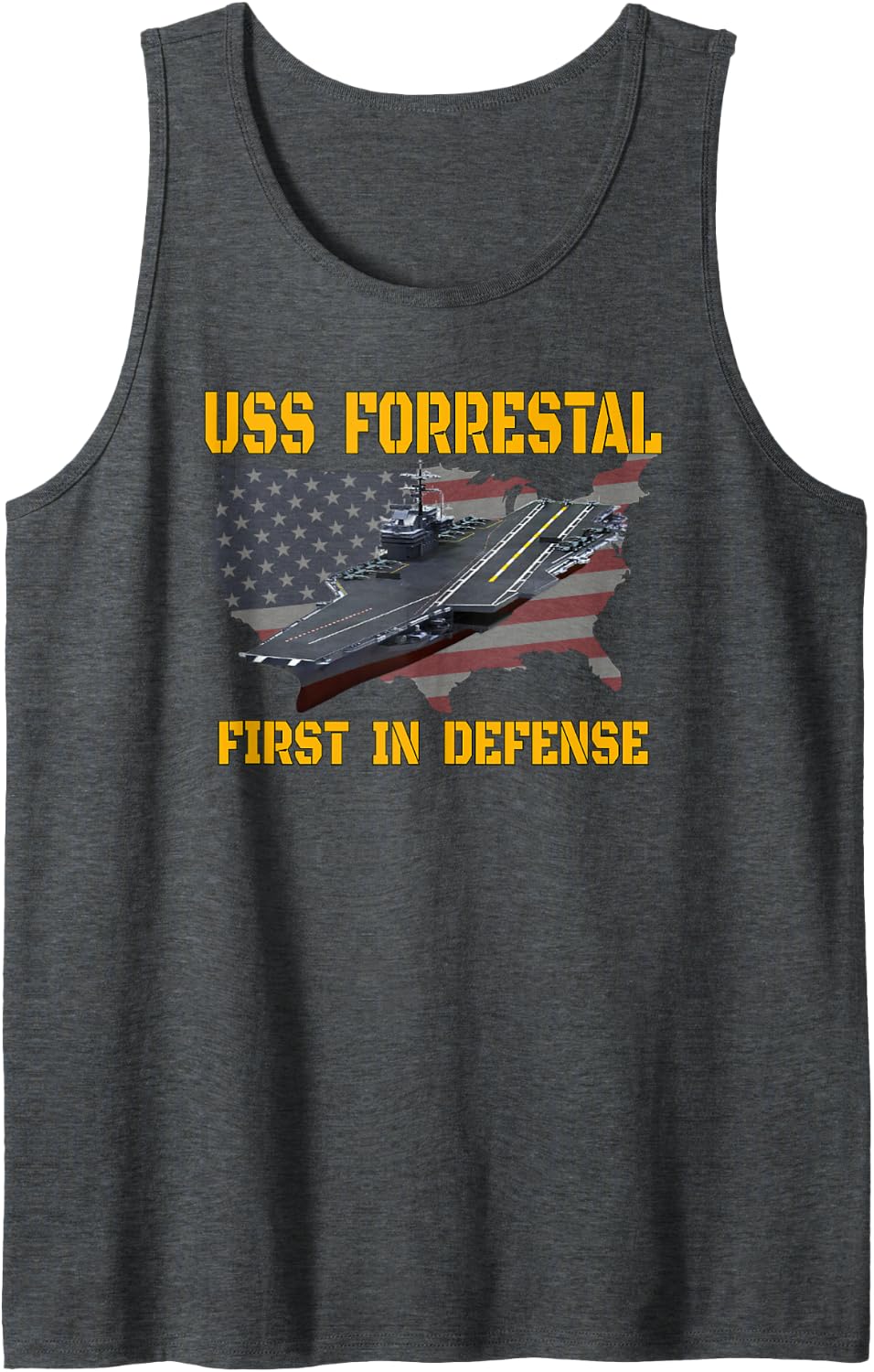 USS Forrestal Aircraft Carrier Veterans Day Father Grandpa Sleeveless Tank Top - Dark Heather Grey