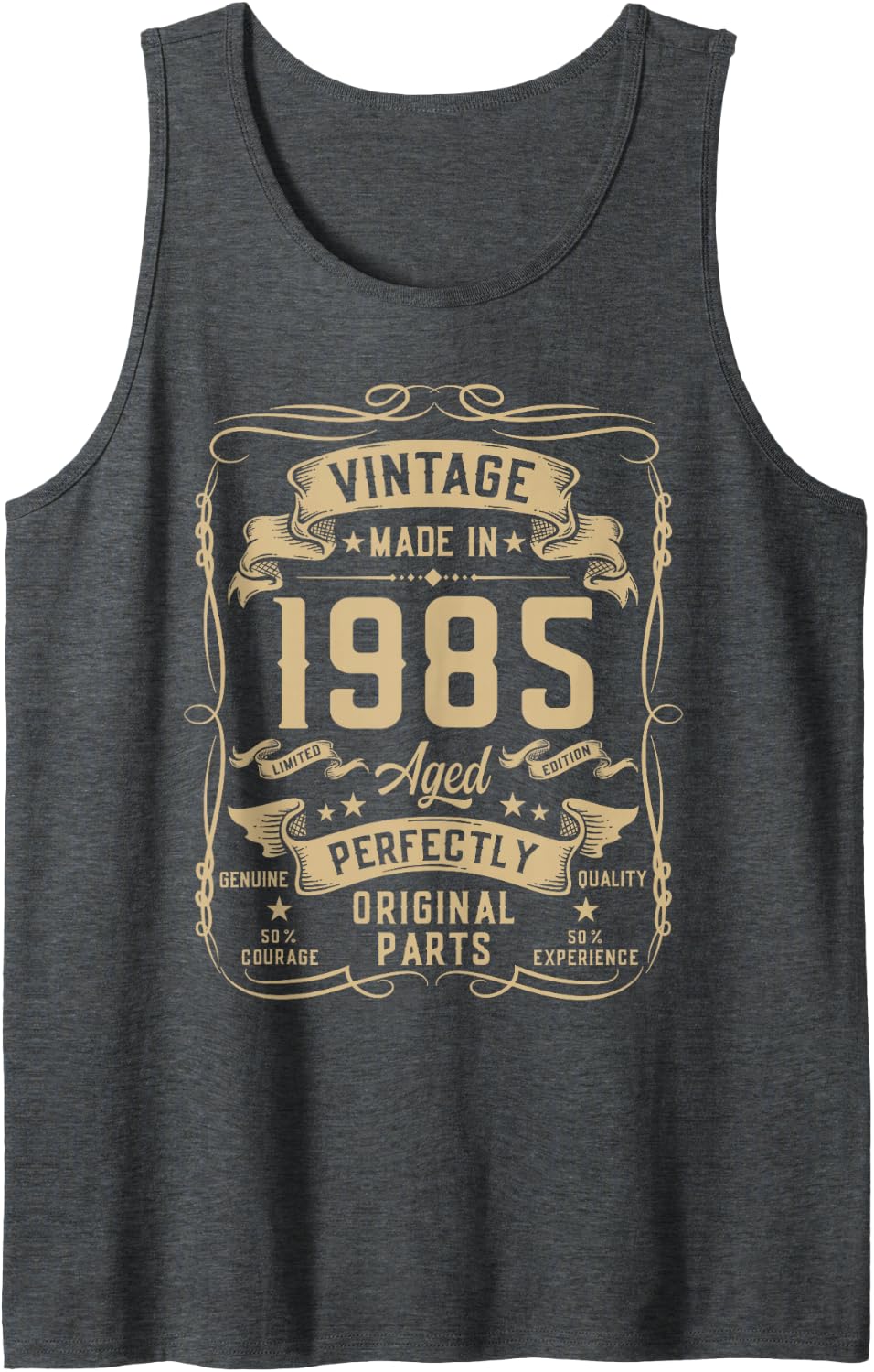 Mens Vintage 1985 41yr 41st Birthday Gifts for Men 41 Years Old Tank Top - Dark Heather Grey