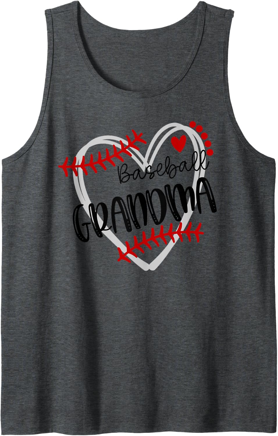 Personalized Baseball Heart Tee Cute Grandma Women Baseball Tank Top - Dark Heather Grey