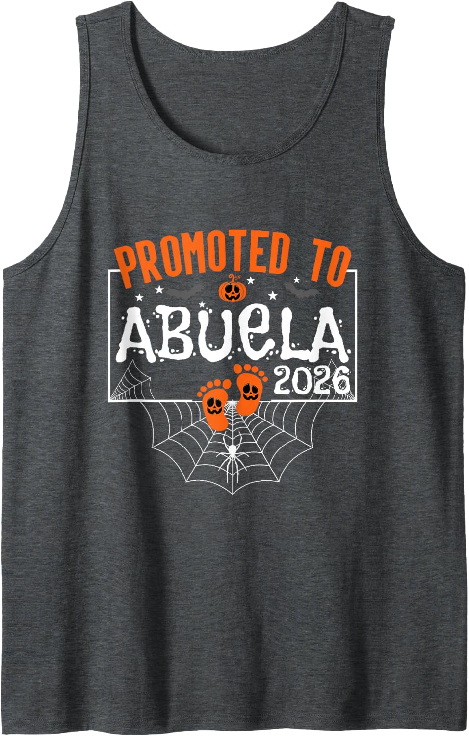Promoted to Abuela 2026 Halloween New Grandma Gender Reveal Tank Top - Dark Heather Grey