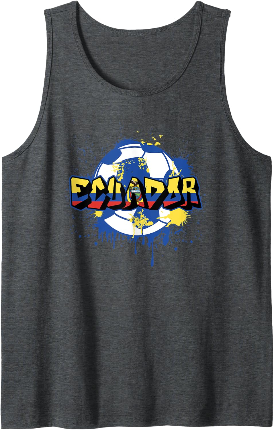 Ecuador Soccer Street Art Splatter Ecuadorian Flag Tank Top - Dark Heather Grey