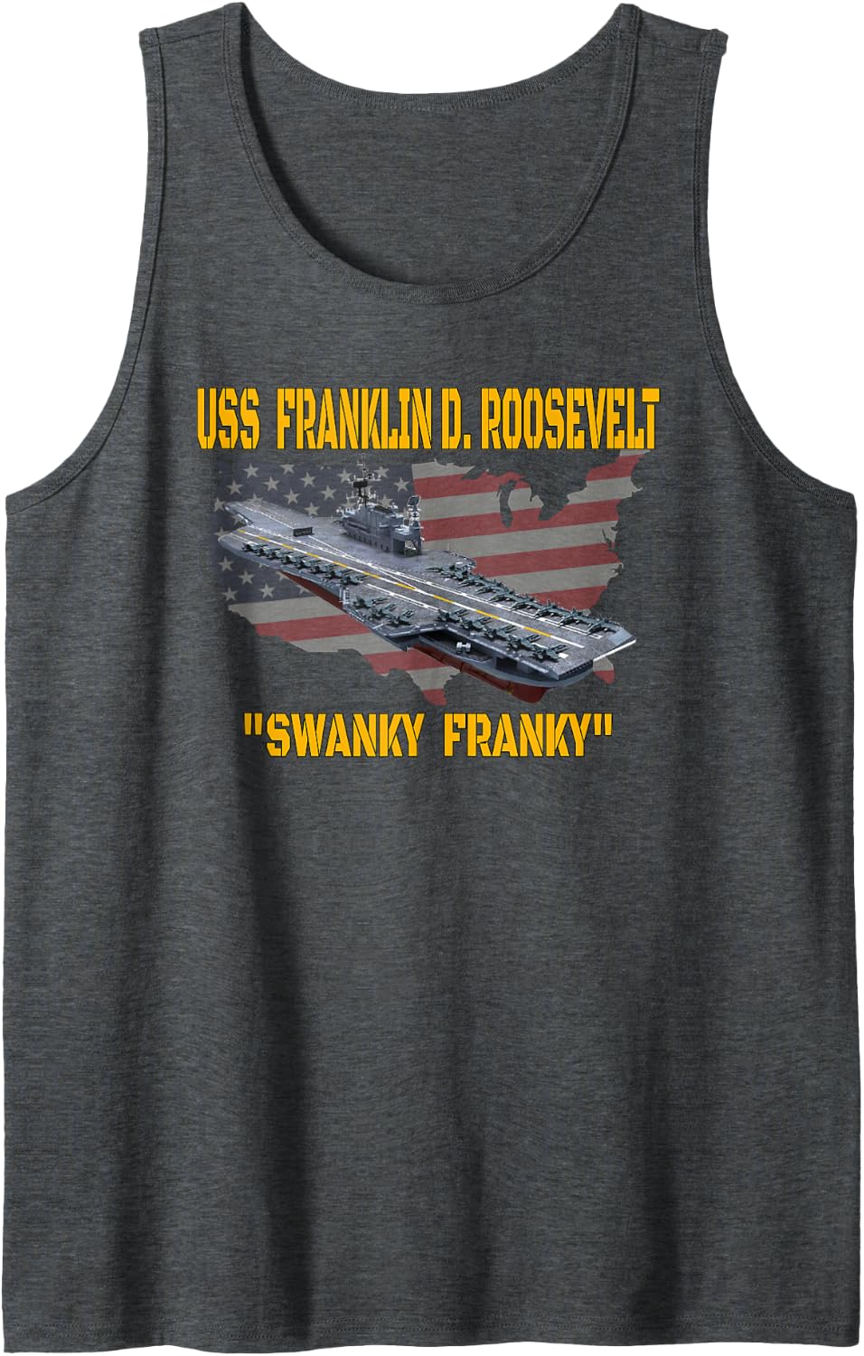 USS Franklin D. Roosevelt Aircraft Carrier Veterans Day Dad Sleeveless Tank Top - Dark Heather Grey