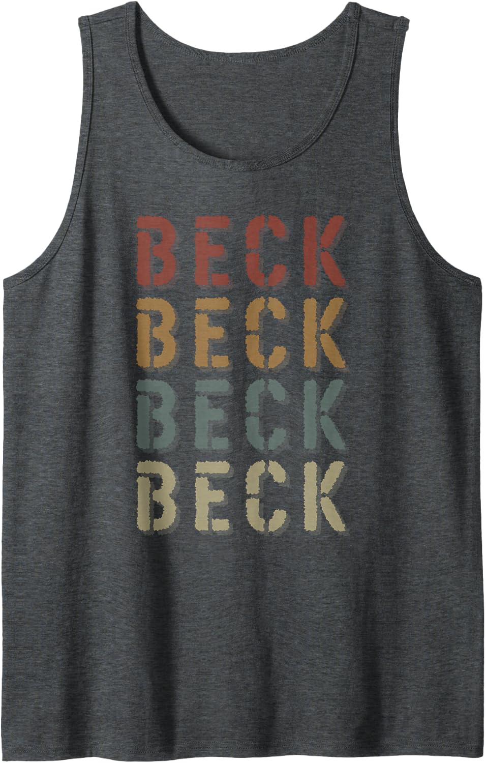 Vintage Style Beck Name Funny Love Heart Beck Tank Top - Dark Heather Grey