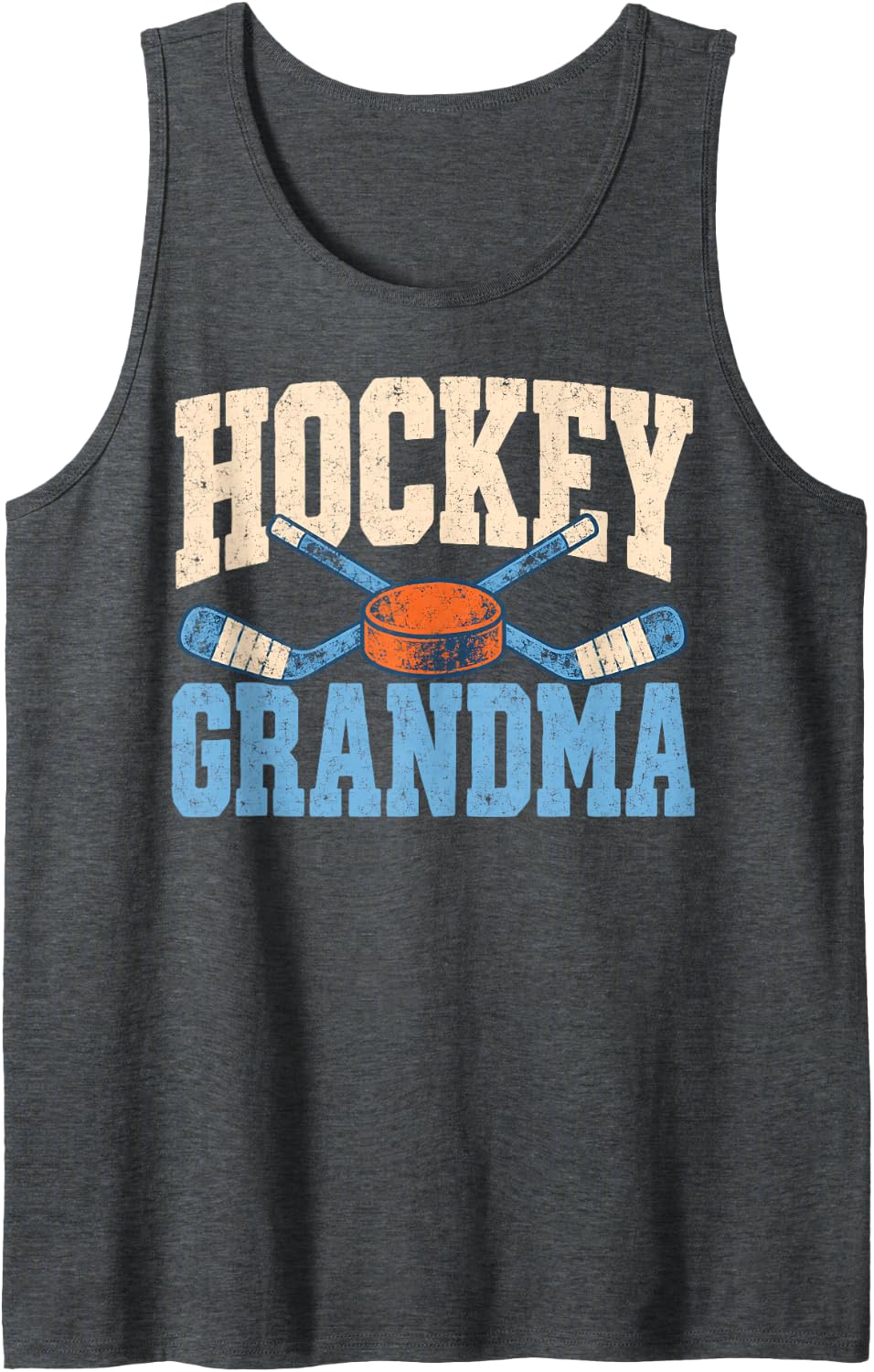 Hockey Grandma Ice Hockey Sleeveless Tank Top - Dark Heather Grey