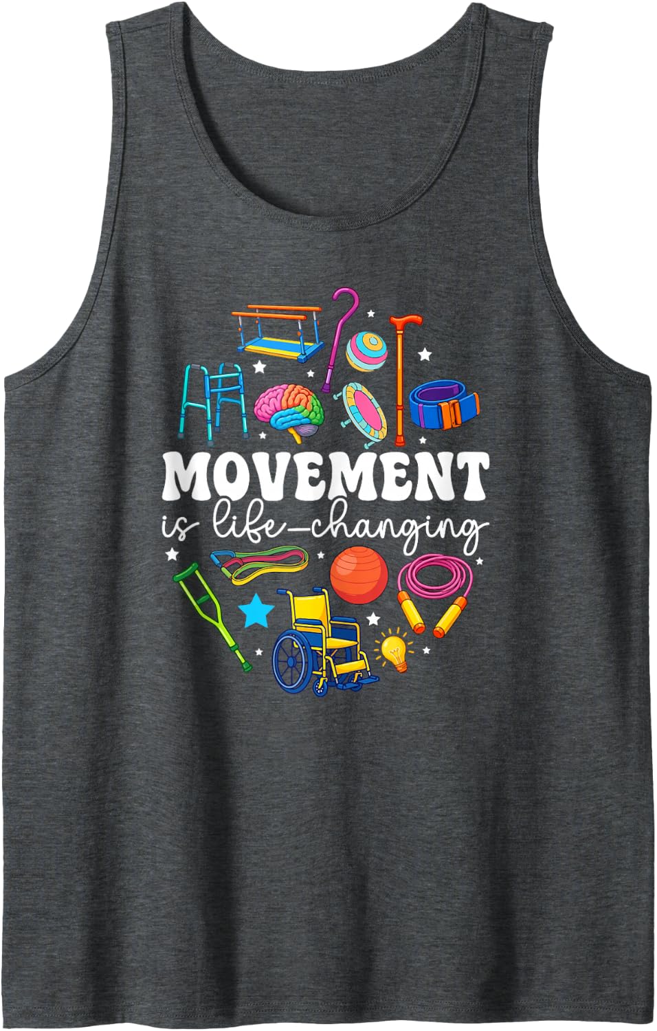 Physical Therapist Assistant Appreciation PTA Groovy Sleeveless Tank Top - Dark Heather Grey