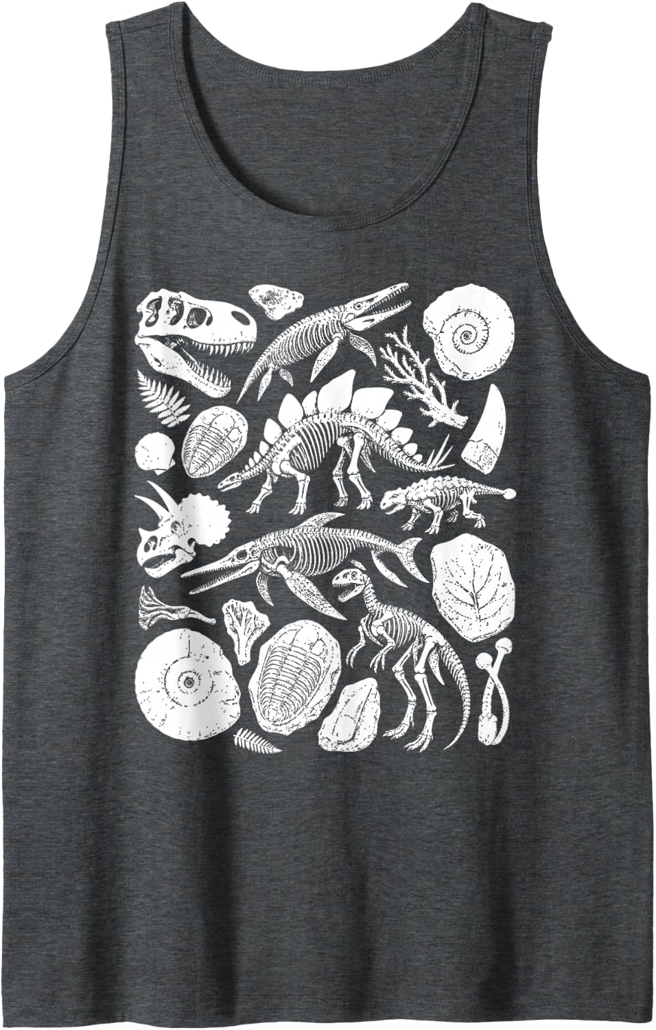 Paleontology Fossils Sleeveless Tank Top - Dark Heather Grey