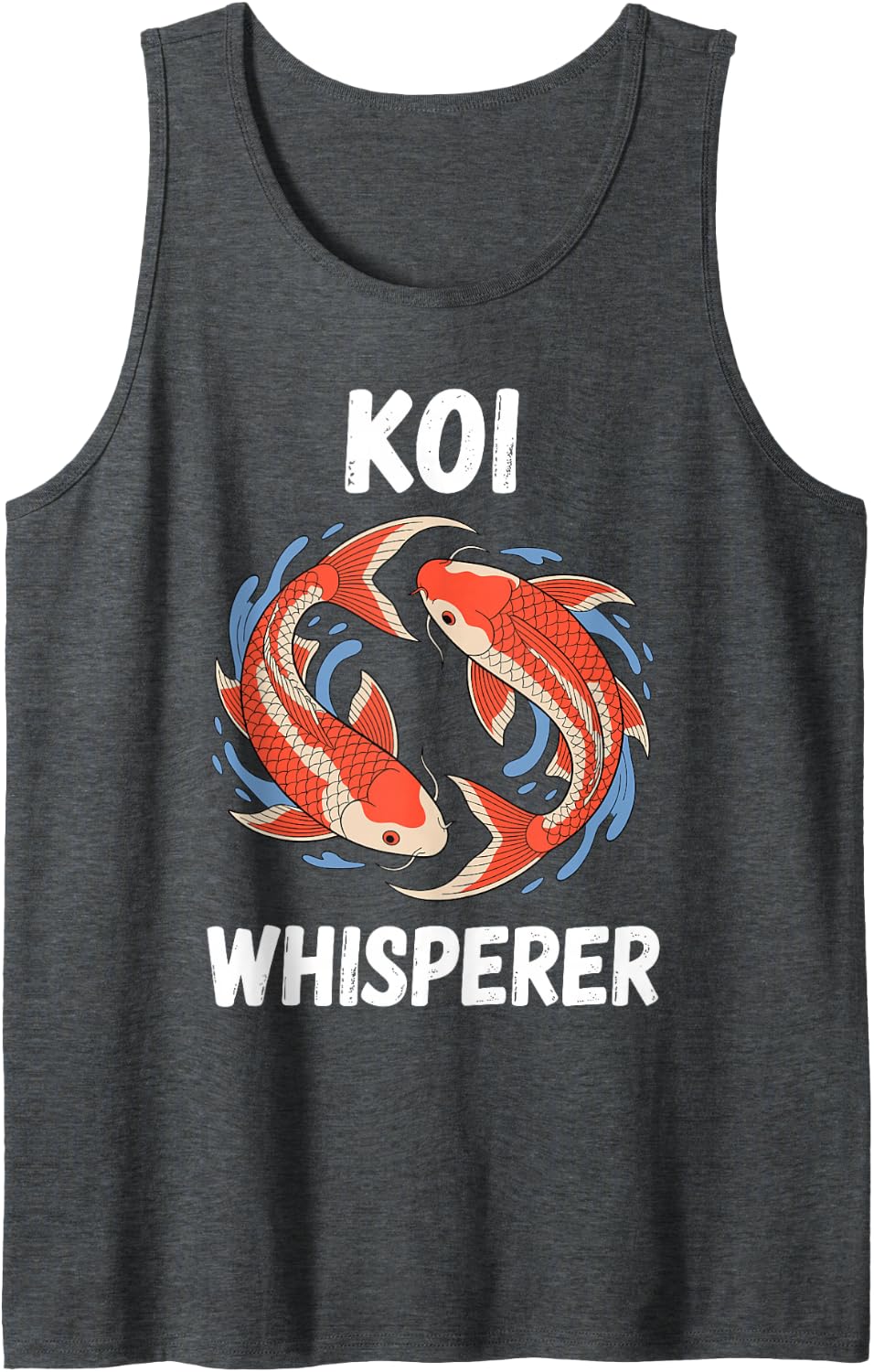 Best Koi Design for Men Women Kids Koi Pond Koi Fish Lover Sleeveless Tank Top - Dark Heather Grey