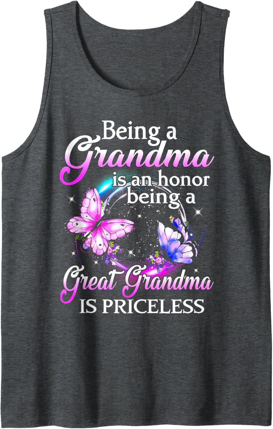Being Grandma Is An Honor Being A Great Grandma Is Priceless Tank Top - Dark Heather Grey