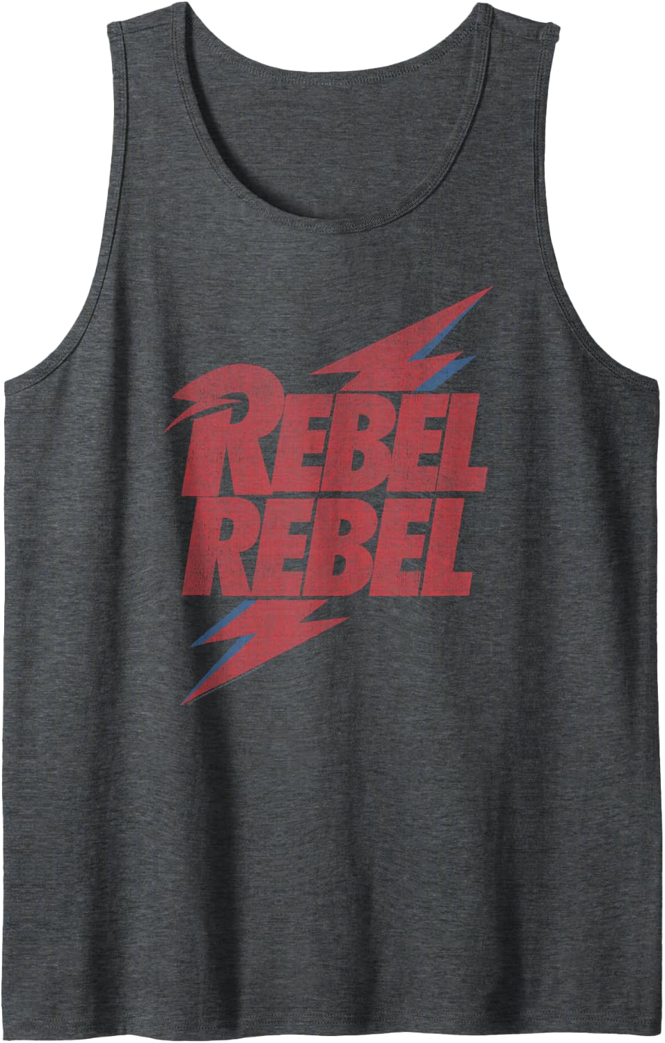 David Bowie - Rebel Rebel Lightning Lyric Tank Top - Dark Heather Grey
