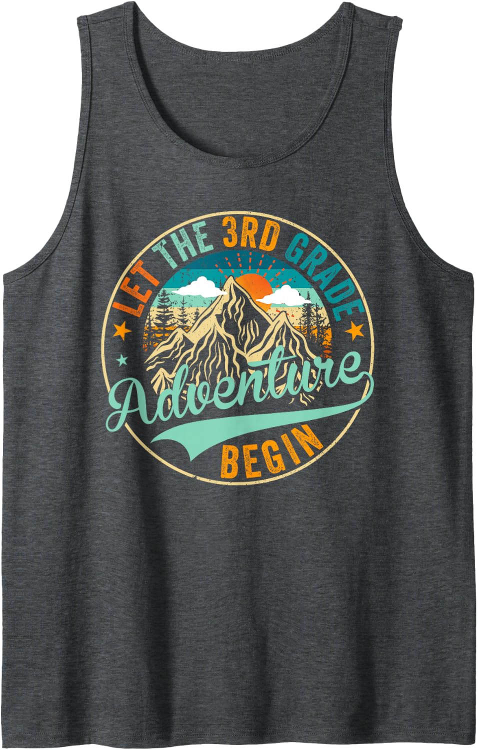 Back to School Let The 3rd Third Grade Adventure Begin Kid Sleeveless Tank Top - Dark Heather Grey