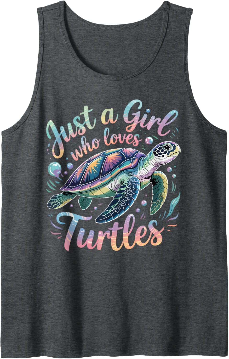 Just a Girl Who Loves Turtles Ocean Animal Gifts for Women Sleeveless Tank Top - Dark Heather Grey