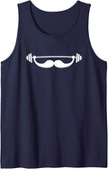 Funny mustache Gym Workout bodybuilding Tank Top - Navy Blue