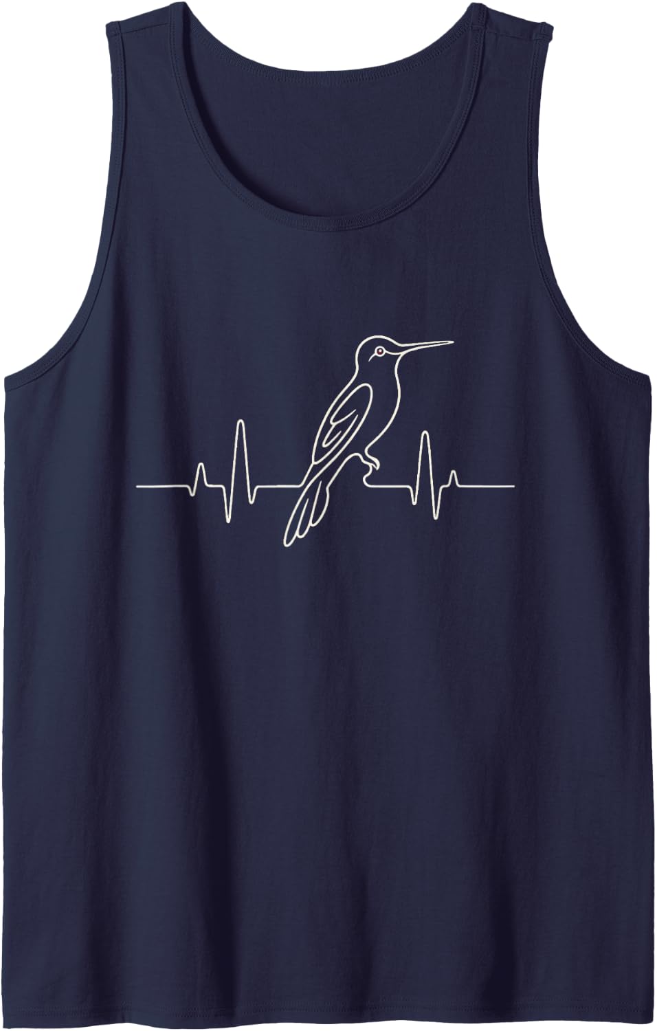 Bird Watching Hummingbird Heartbeat Line Art Tank Top - Navy Blue
