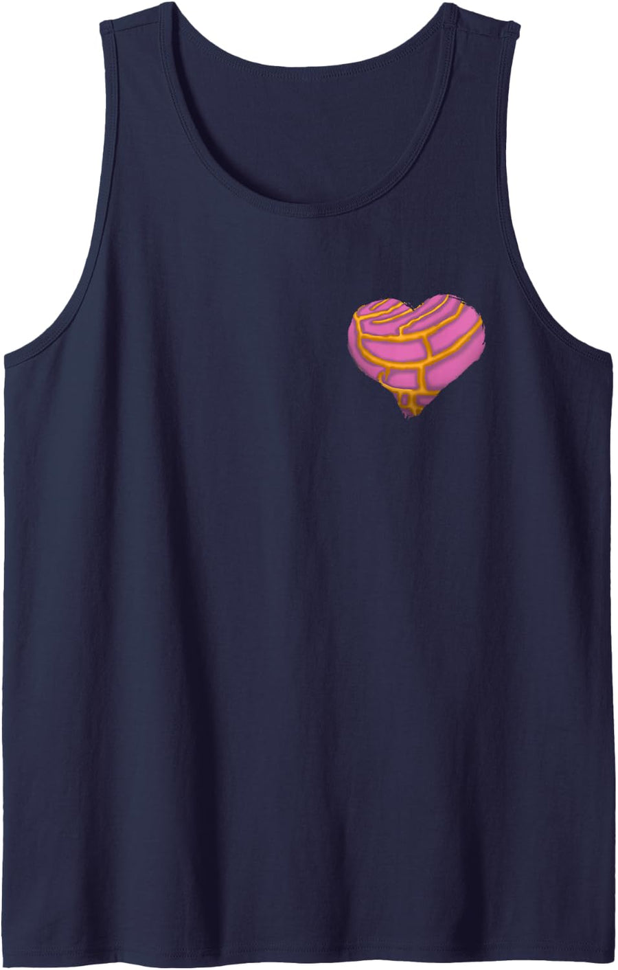 Concha Pink Heart Mexicana Conchas Bread Latina Mexico Bread Sleeveless Tank Top - Navy Blue