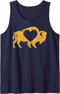Cool Bison Design for Men Women Kids Buffalo Bison Lovers Sleeveless Tank Top - Navy Blue