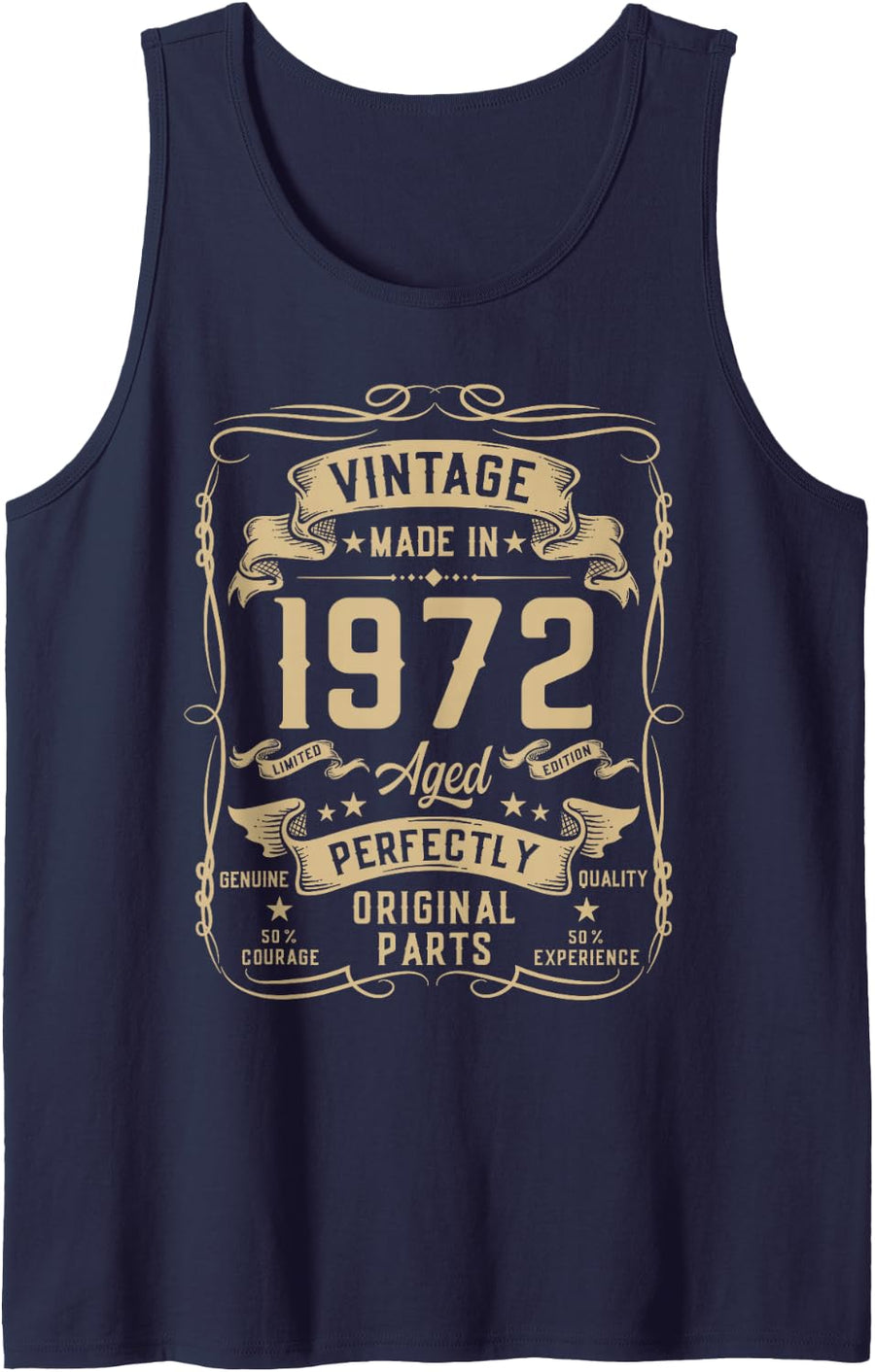 Mens Vintage 1972 54yr 54th Birthday Gifts for Men 54 Years Old Tank Top - Navy Blue